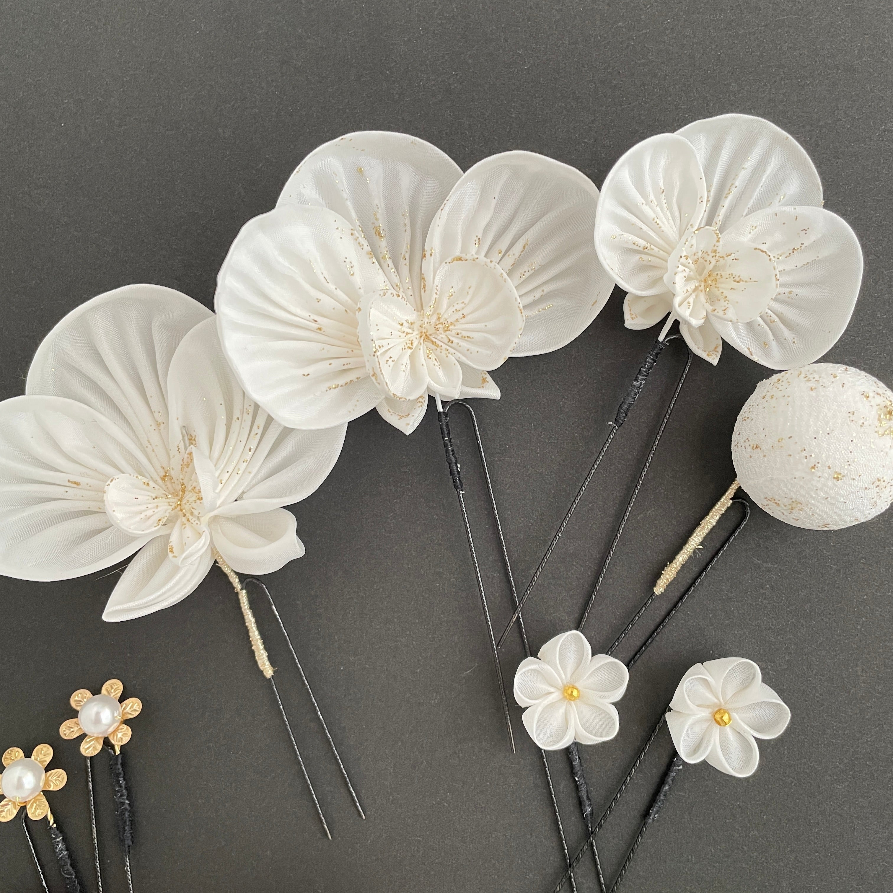 胡蝶蘭髪飾りセット kanzashi