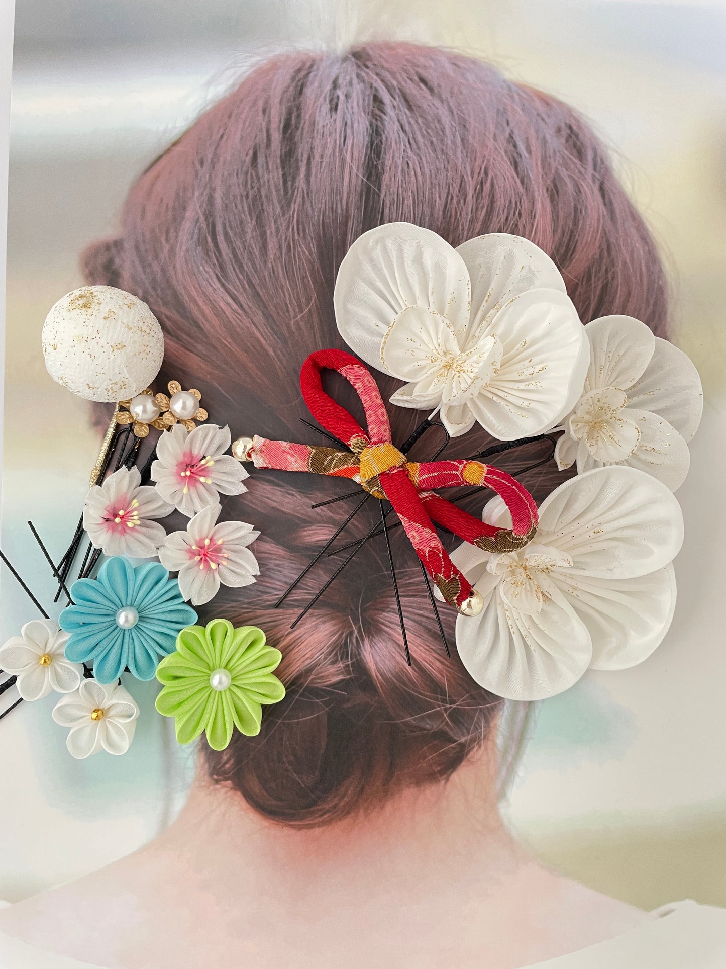 胡蝶蘭髪飾りセット kanzashi
